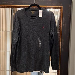 Ralph Lauren, long sleeve dark, gray T-shirt, size large